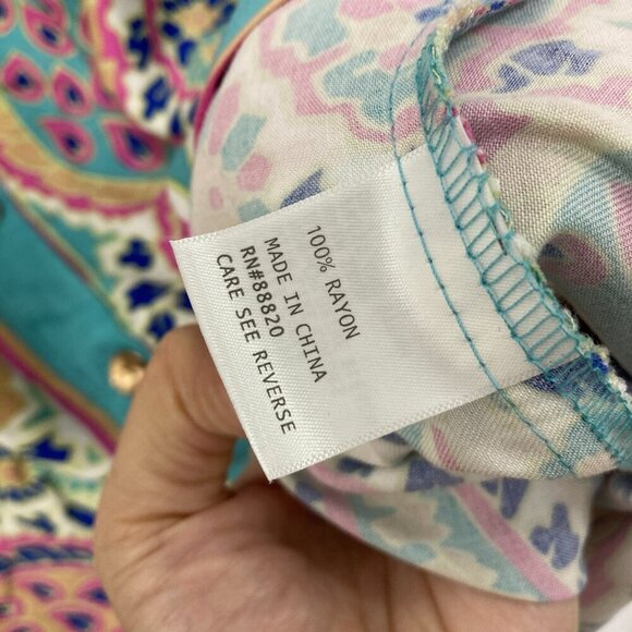 Haute Hippie size 2X Colorful Artsy Boho Print Soft Long Sleeve Button Down - Picture 9 of 12